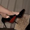 Super sexy spitze Kappe vielseitiges Gefühl dünner Absatz Lackleder einzelne Schuhe High Heels Design erhöht die Größe und zeigt die Beinlänge