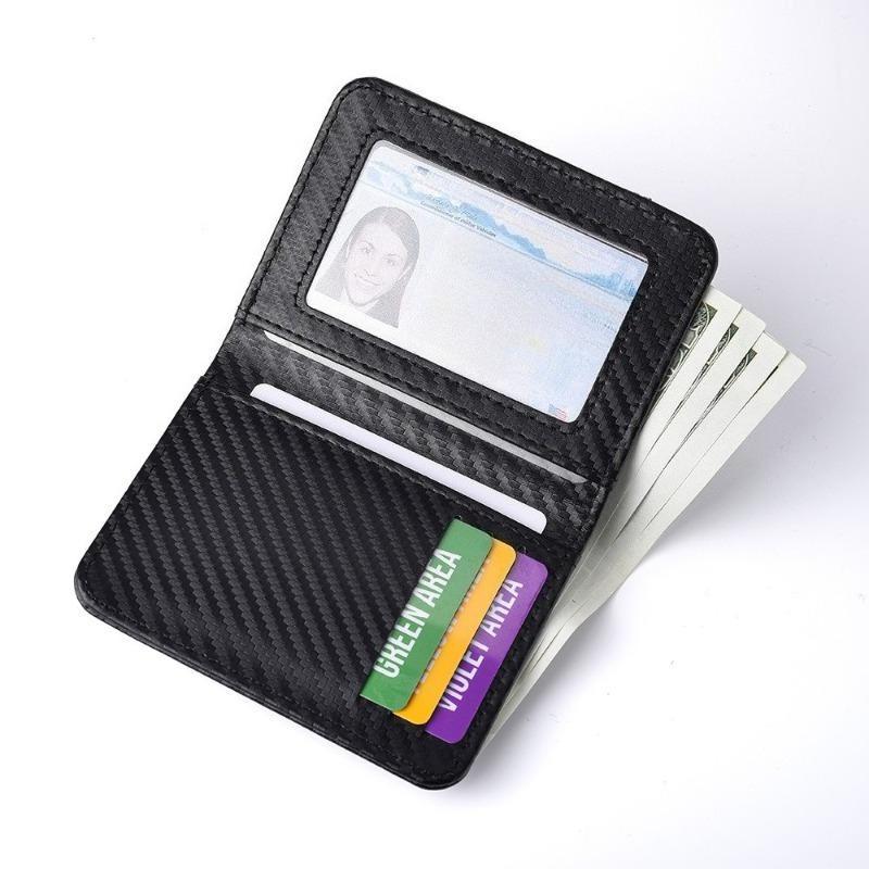 Portafoglio Uomo Sottile con Fantasia in Fibra di Carbonio, Portafoglio Bifold con Blocco RFID, Portacarte Minimalista per Tasca Anteriore, Portafoglio con Clip per Banconote per Uomo
