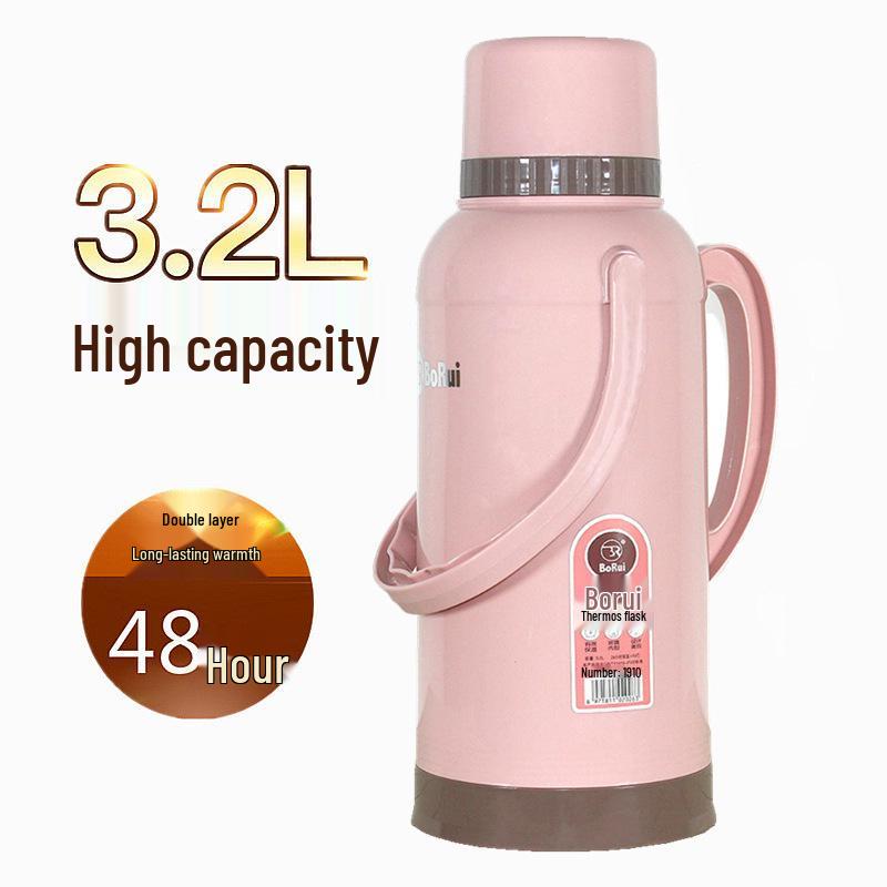 Large Leather-Covered Thermos Flask for Home or Dorm Use - Keeps Tea Warm, Plastic Exterior, Ideal for Students