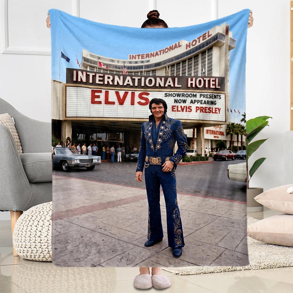 Elvis Presley's Iconic Pose Blanket Soft & Cozy Perfect for Office Chair Seaside Office for All Occasions Digital Print