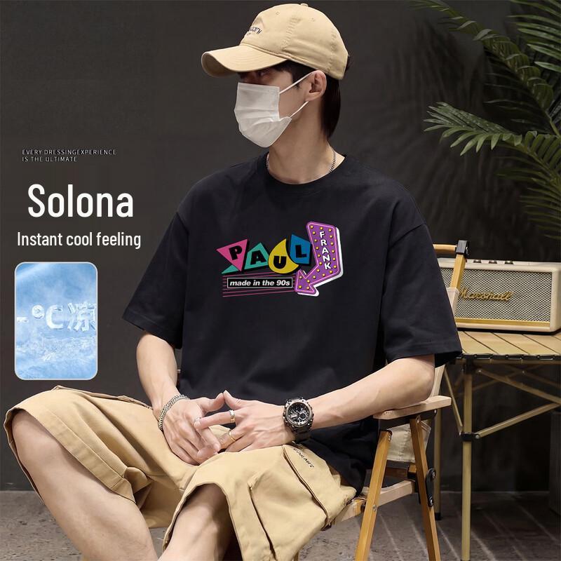 Paul Frank Men s Sorona Cool-Feel Round Neck T-Shirt 3XL чёрный