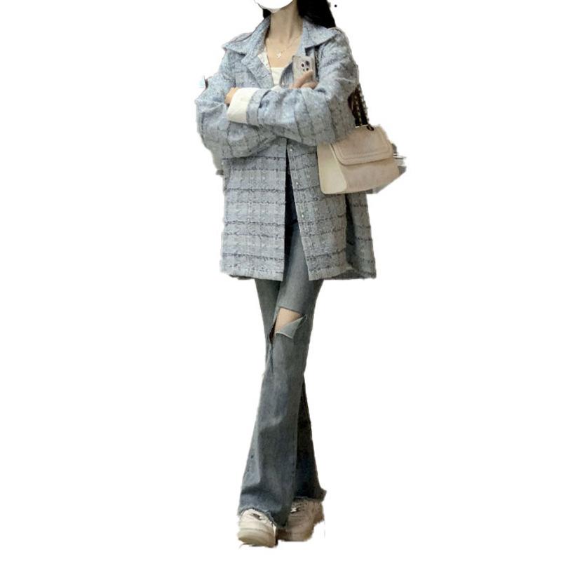 Blue Xiaoxiangfeng Jacket Women's Early Autumn New Loose Versatile and Thin Top