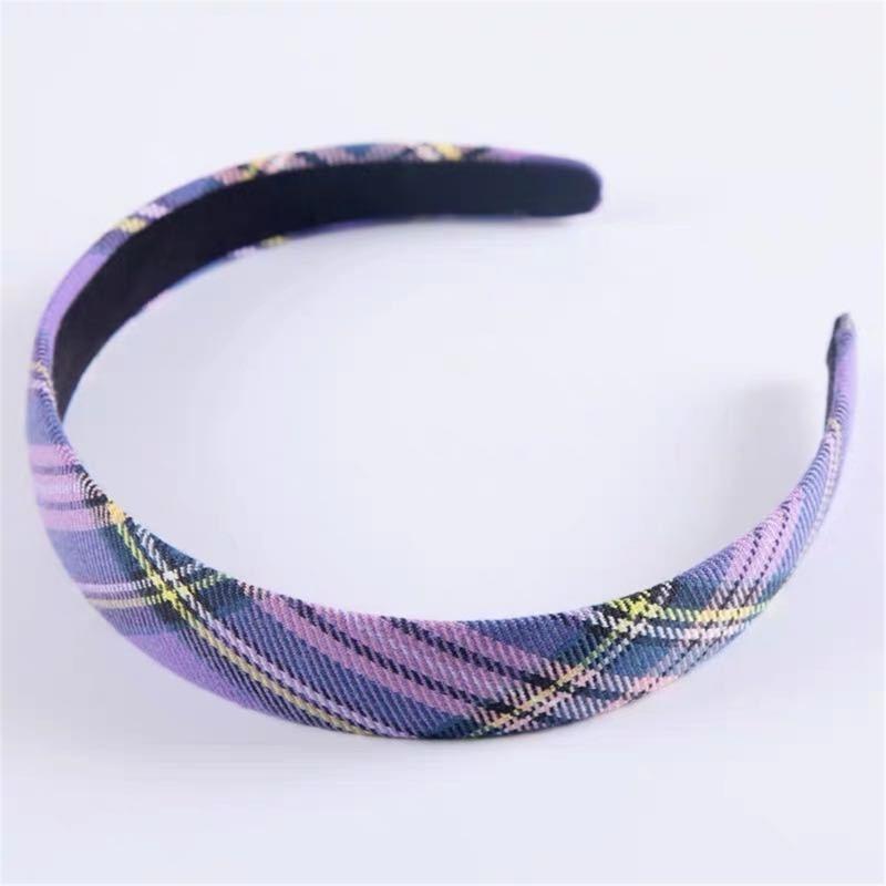Checkered Wide Hairband Adjustable Hair Styling Accessory For Women Girl Comfortable Daily Use All Matching Headpiece
