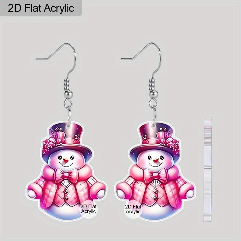 

Плоские 2D серьги-подвески в виде снеговика, легкий акриловый материал, идеально подходят для подарков на вечеринку, украшений и рождественских подарков.