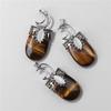1pc Moon, tribal style pendant, natural stone,Tiger Eye,Jades,Crystal Stone Fashion Pendant Charm For Jewelry Making 26*52MM