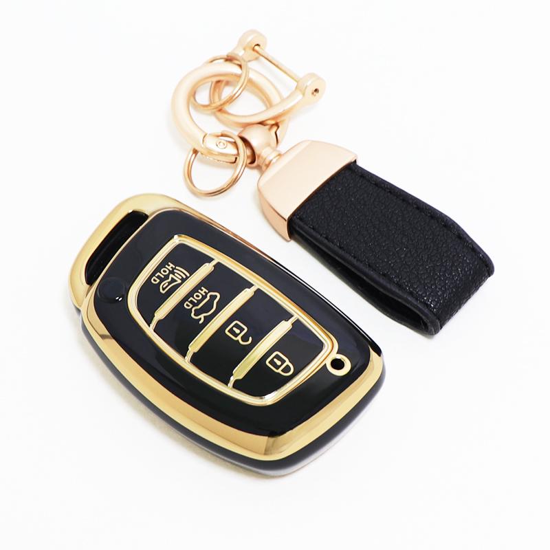 4 Button For Hyundai Sonata Ix25 I20 Creta Santa Fe Gls Reina Ix35 Grand I10 Elantra Tucson Tpu Car Key Cover Case Keychain