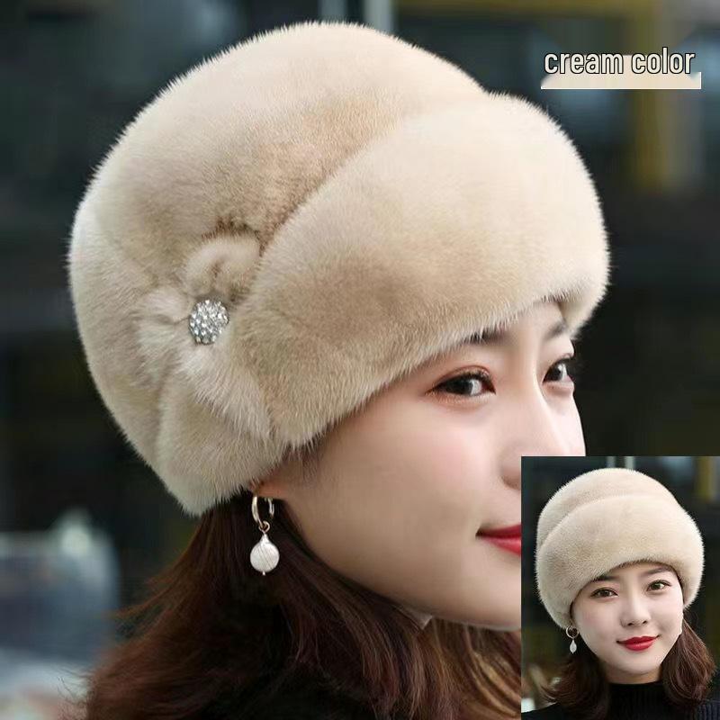 Stylish Women's Autumn & Winter Faux Mink Fur Hat for Middle-Aged & Elderly