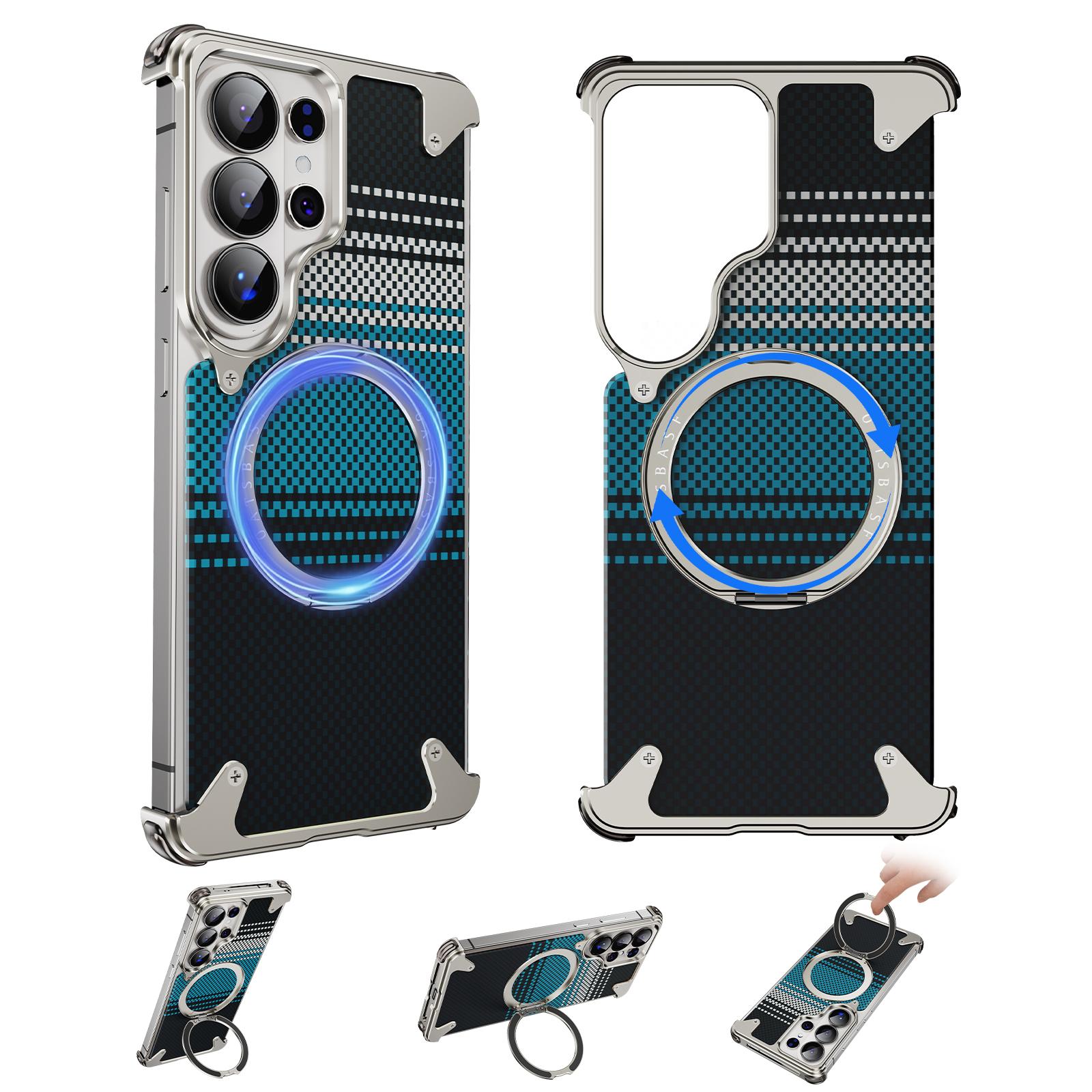 

Eary for Samsung Galaxy S25 S26 Ultra Phone Case With Stand Magnetic Kevlar Fiber Texture Cover Metal Frame Shockproof Bumper Galaxy S25 Ultra