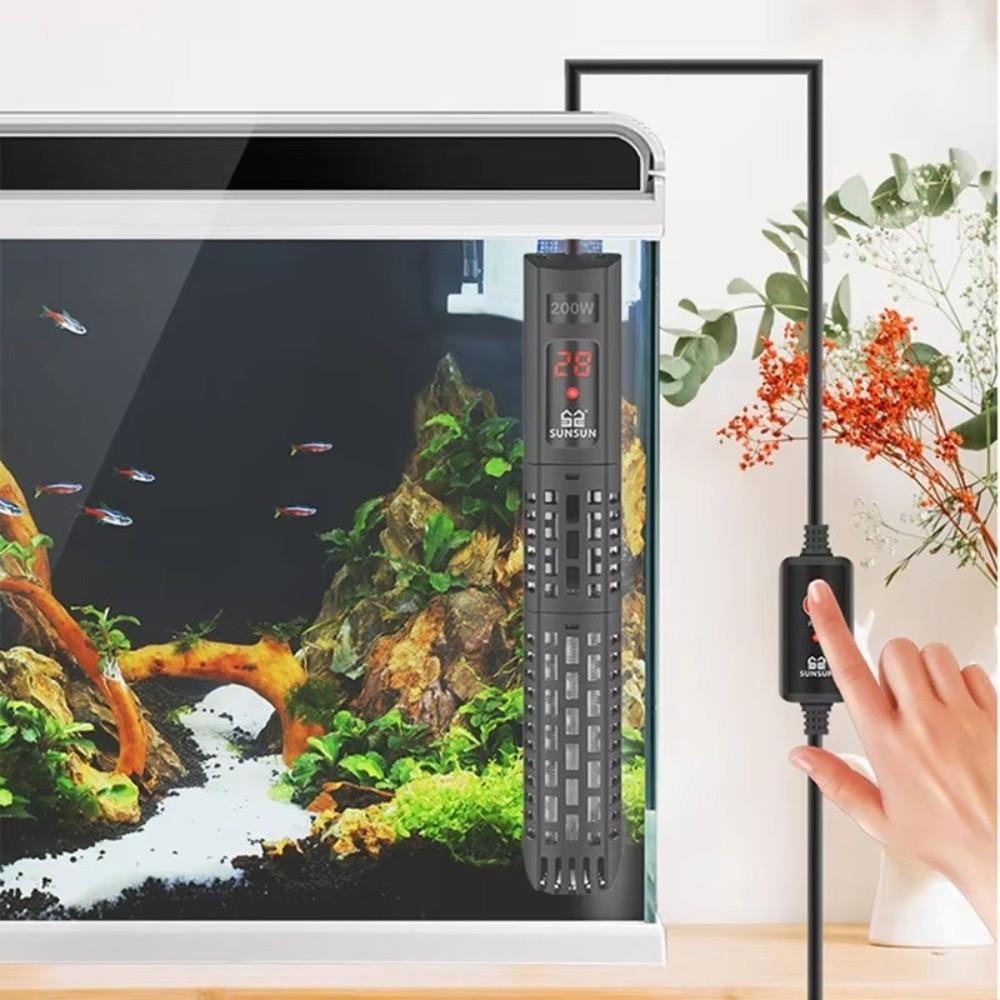 Adjustable Temperature Aquarium Submersible Heater LCD Display Heating Rod  Fish Tanks