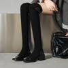 Gürtelschnalle Elastische Skinny Stiefel Overknee Stiefel Ohne Hosen Stiefel Pole Dance Stiefel mit Dickem Absatz 33-43 Große Größen Stiefel