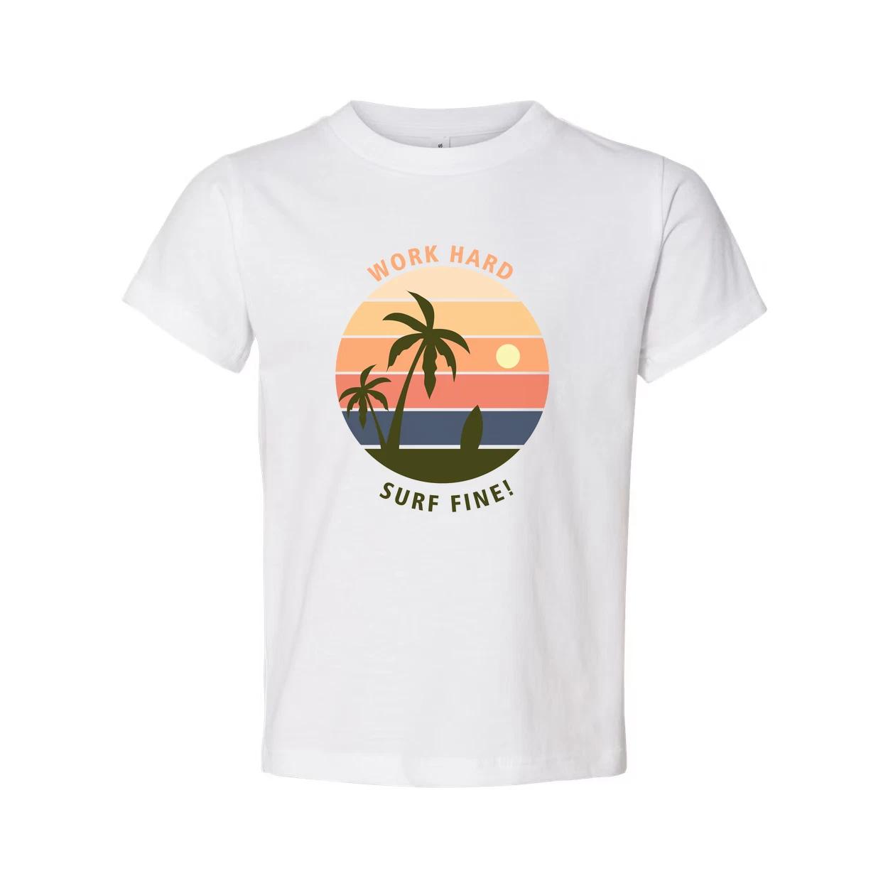 

Unisex Surf Sunset Graphic T Shirt With Palm Trees And Ocean Horizon Design Artw S