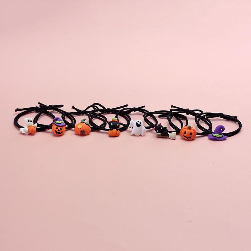 Halloween Pumpkin Ghost Hair Ties for Kids – Cartoon Rubber Bands for Girls' Hair Accessories and Bracelets