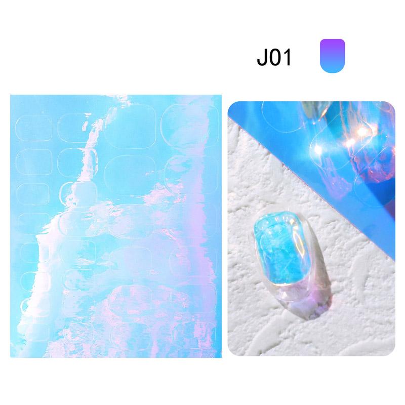 1 PC Nail Art Aurora Ice Cube Cellophane Glass Foil Film Sticker Colorful Transfer Laser Jewelry Paper Manicure Nail DIY Decoration