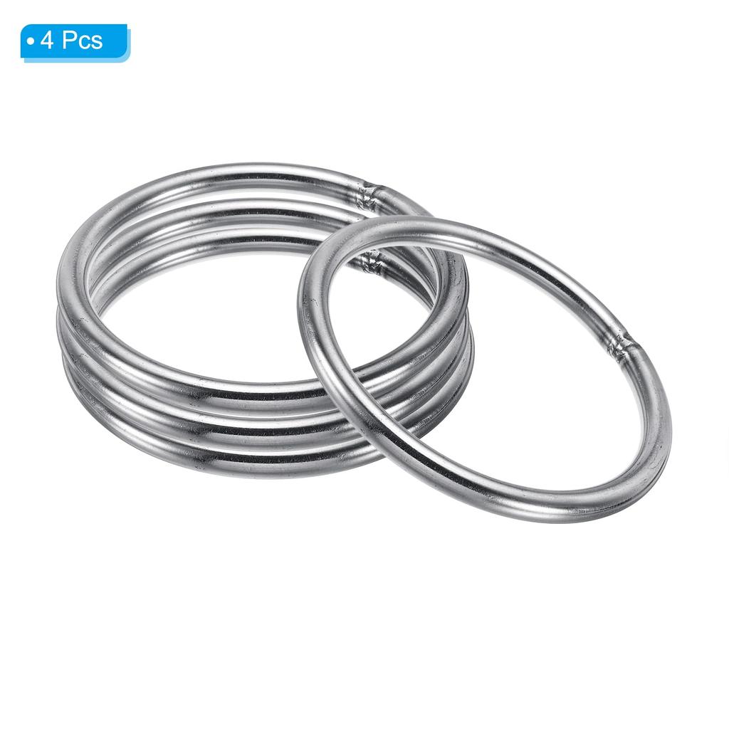 PATIKIL 4pcs 85mm Metal 304 Stainless Steel Round Rings Hardware for Hanging DIY Crafts O-Rings Bags, Belts, Baskets,