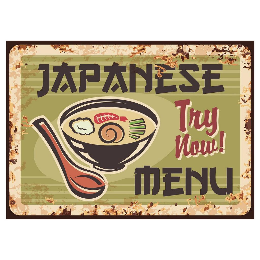 Metal Tin Signs Japaness Sushi Wall Decoration Plaque Vintage Art Poster Iron Painting for Man Cave Home Cafe Garden Club Bar