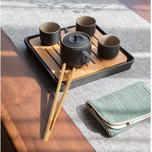 PULABO 6.7-inch Bamboo Toast Tongs, Small Natural Wood Toaster Tongs, Mini Wooden Tea Tweezers, Bacon Tea Clips, Food Tongs for Cooking (1 Straight an