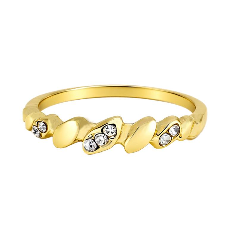 Ring Gold Oblique Stripe Diamond Simple Ring Highlight Jewelry
