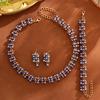 Luxurious Geometric Rhinestone Pearl Jewelry Set: Necklace, Bracelet, Earrings