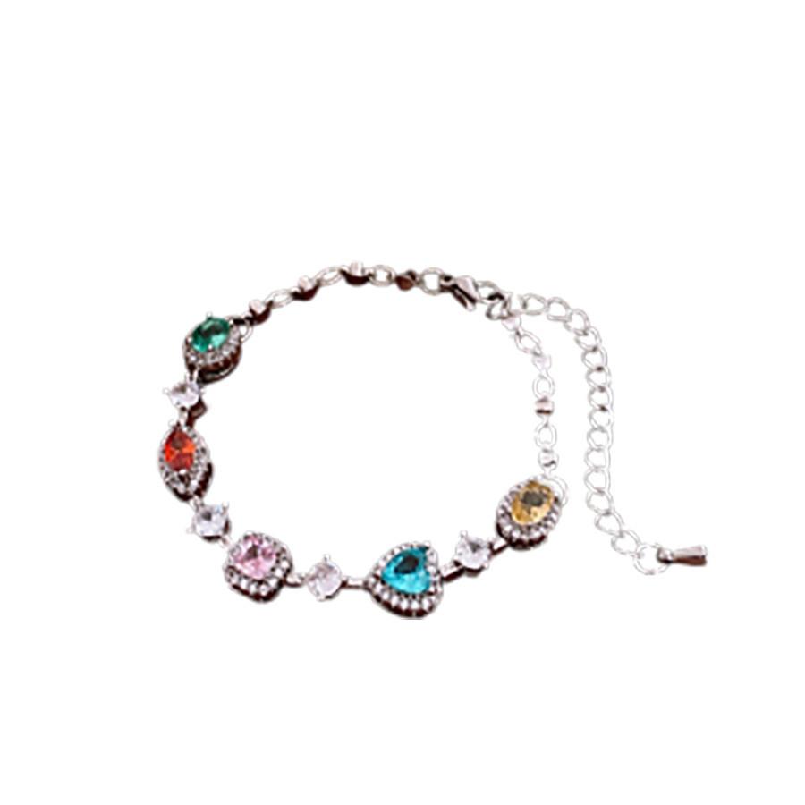 Geometric Heart Charm Bracelet With Silver Finish For Women Gift Holiday