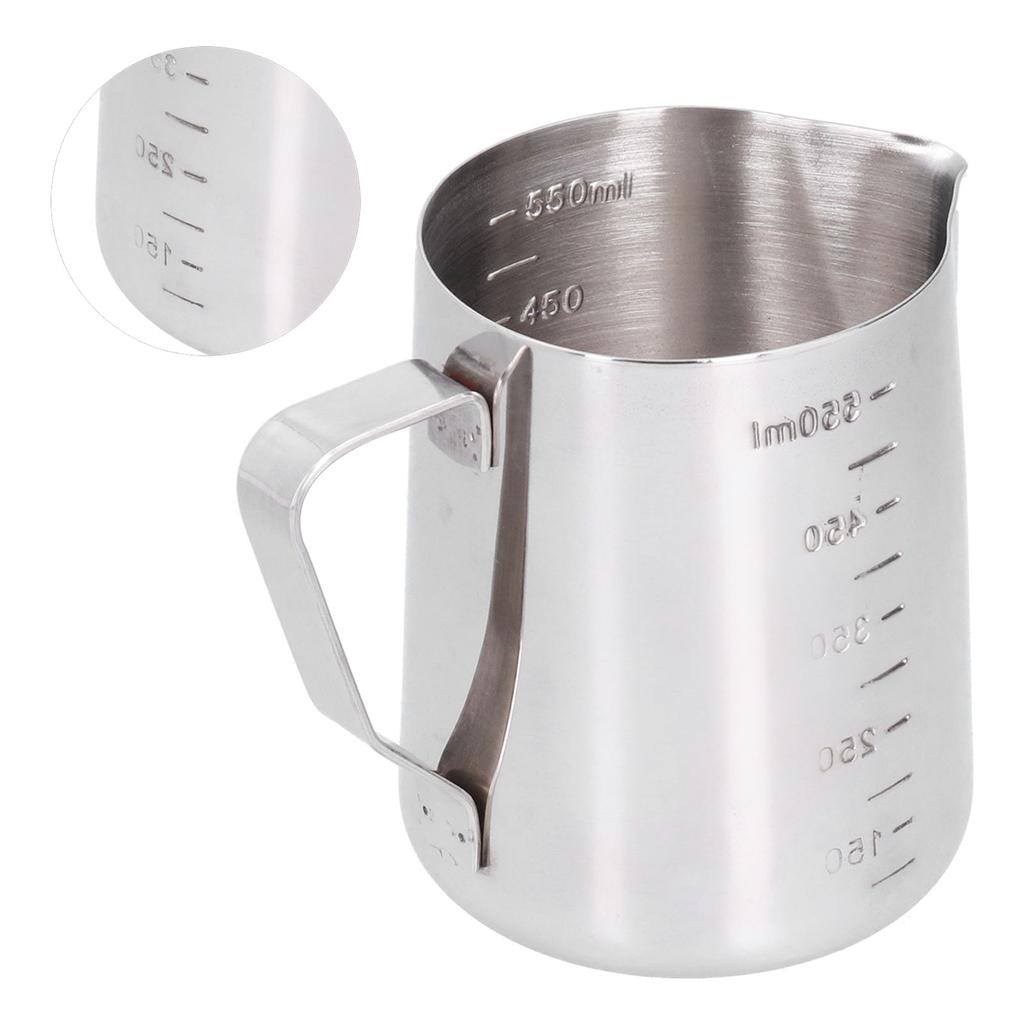 Milk Frothing Jug Mug Stainless Steel Foam Making Coffee Pitcher with Measuring Scale for Home Party Bar550ML