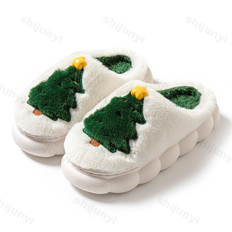 Fashion Cute Santa Claus Cotton Casual Warm Slippers for Couples 2025 Winter Fashion Soft Soled Comfortable Christmas Day Plush Draggers