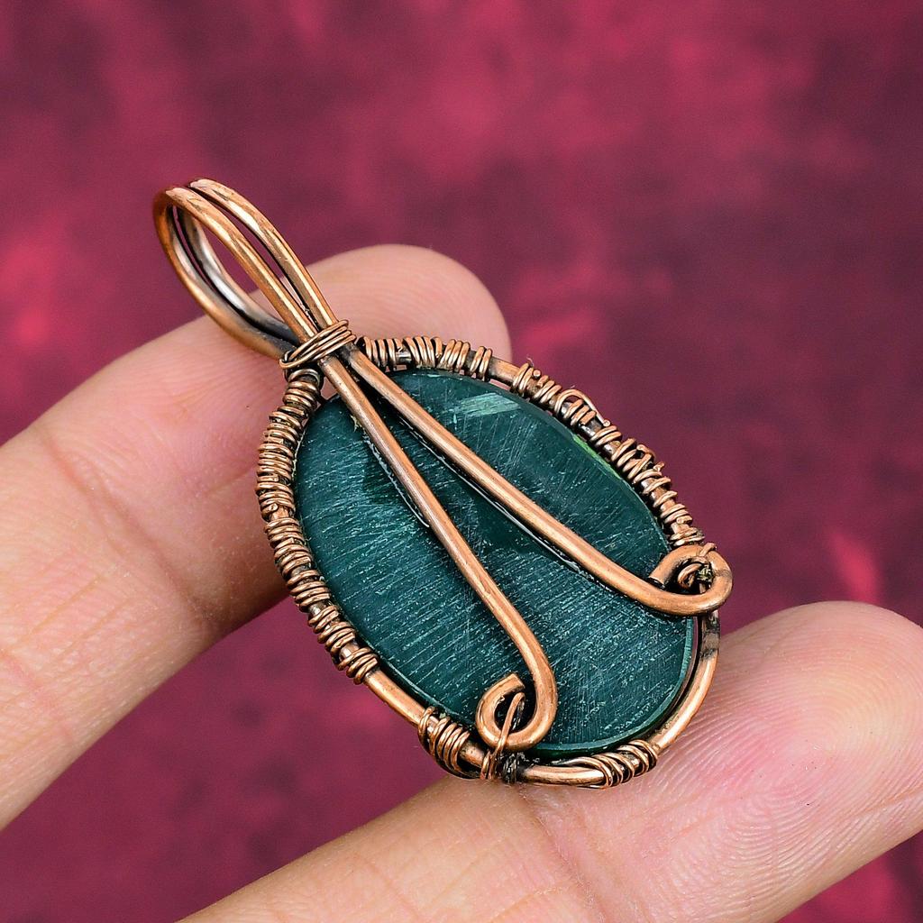 Tree Of Life Malachite Pendant Real Gemstone Jewelry Copper Wire Wrapped Pendant