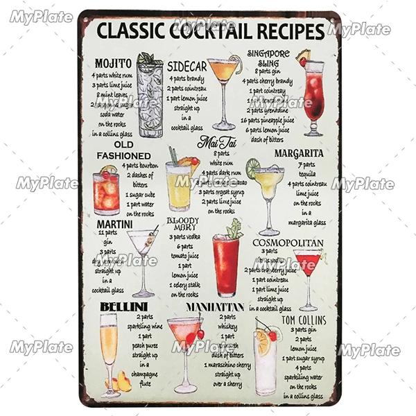 Cocktail Shots6 Metal Sign Vintage Plaque Beer Tin Sign Plate Wall Decor For Bar Pub Man Cave Bloody Poster Custom