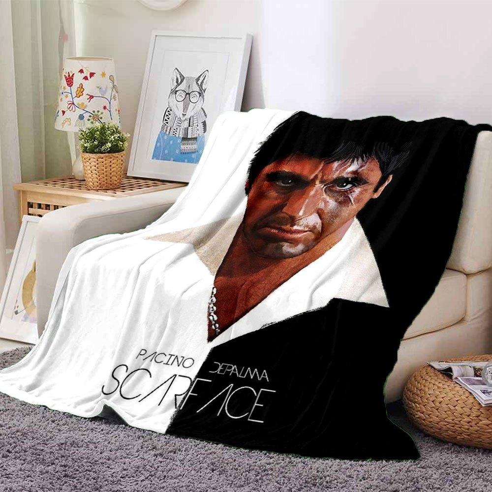 

1pc Scarface-Inspired Flannel Blanket - Soft Cozy All-Season Throw for Bedroom, Sofa, Camping, Travel - Perfect Gift for Movie FansB39 80cmx120cm(31inx47in)