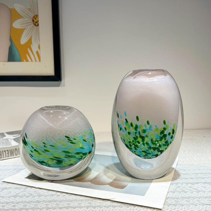 Gradient Bestreute Goldene Runde Glasvase, Blumenarrangement, Hydrokultur-Vase, Glasbehälter, Wohnzimmer-Dekorationsobjekt