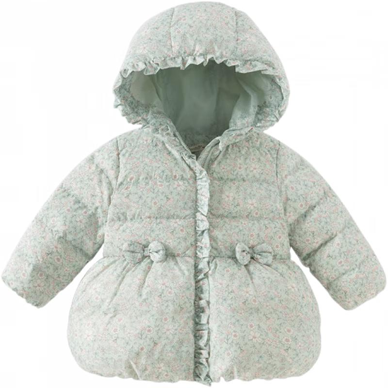 DAVE&BELLA Girls  Printed Winter White Duck Down Jacket 110cm