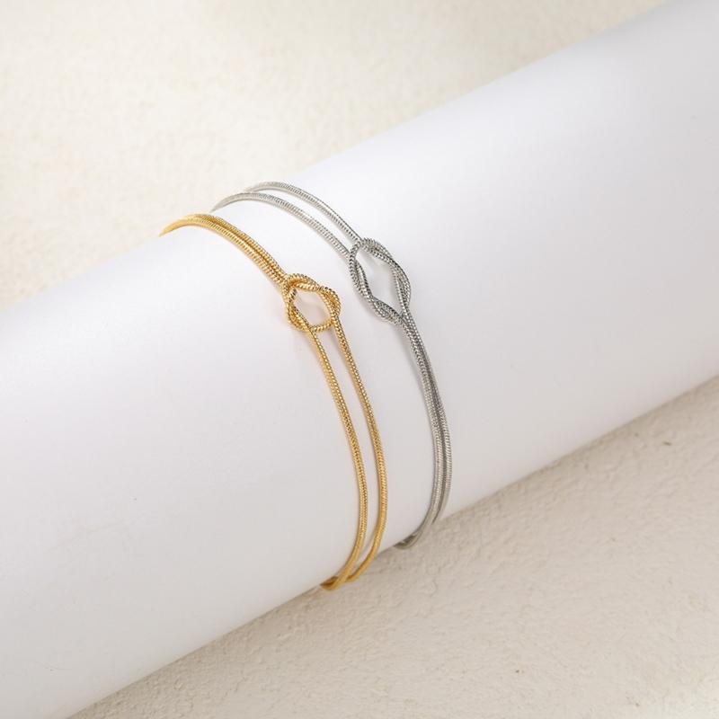 Balení 2 kusů Elegantní párový náramek s uzlíkem Nastavitelný řetízkový náramek ze slitiny šperků na zápěstí pro každou příležitost
