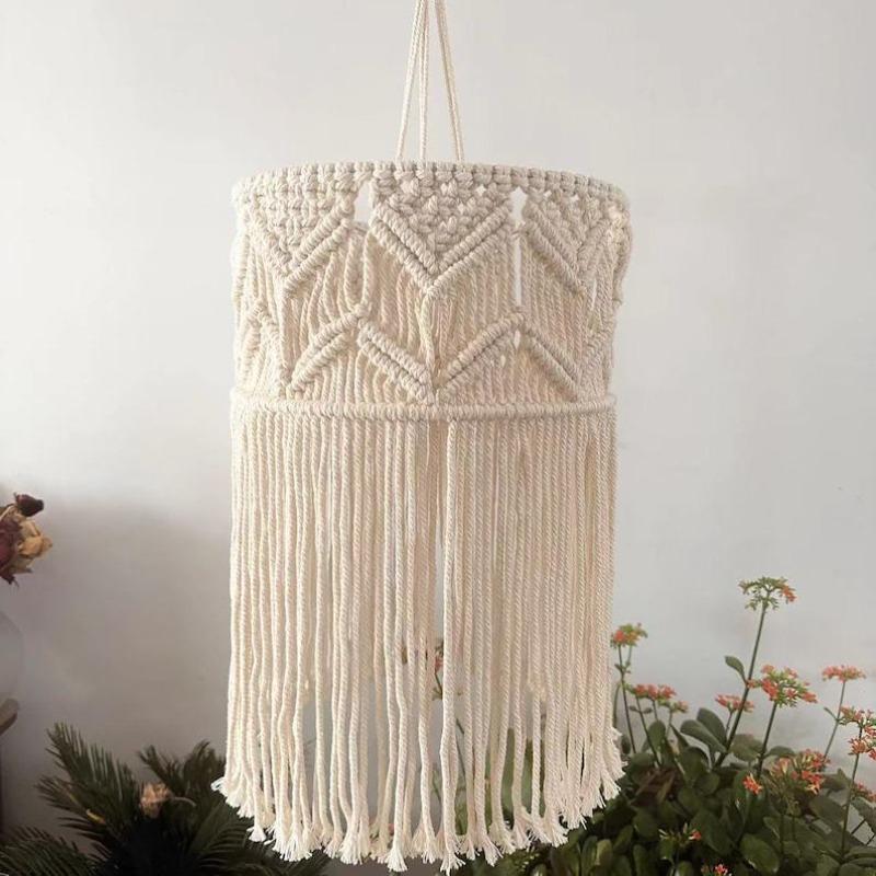 1Pc New Nordic Style Handmade Cotton Rope Woven Lampshade, Famous Star Lighting Pendant, Room Decoration Wall Hanging
