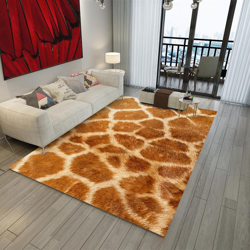 2D Leopard Giraffe Print Rug Non-Slip Animal Pattern Floor Mat Modern Home Decorative Carpet for Bedroom Living Room