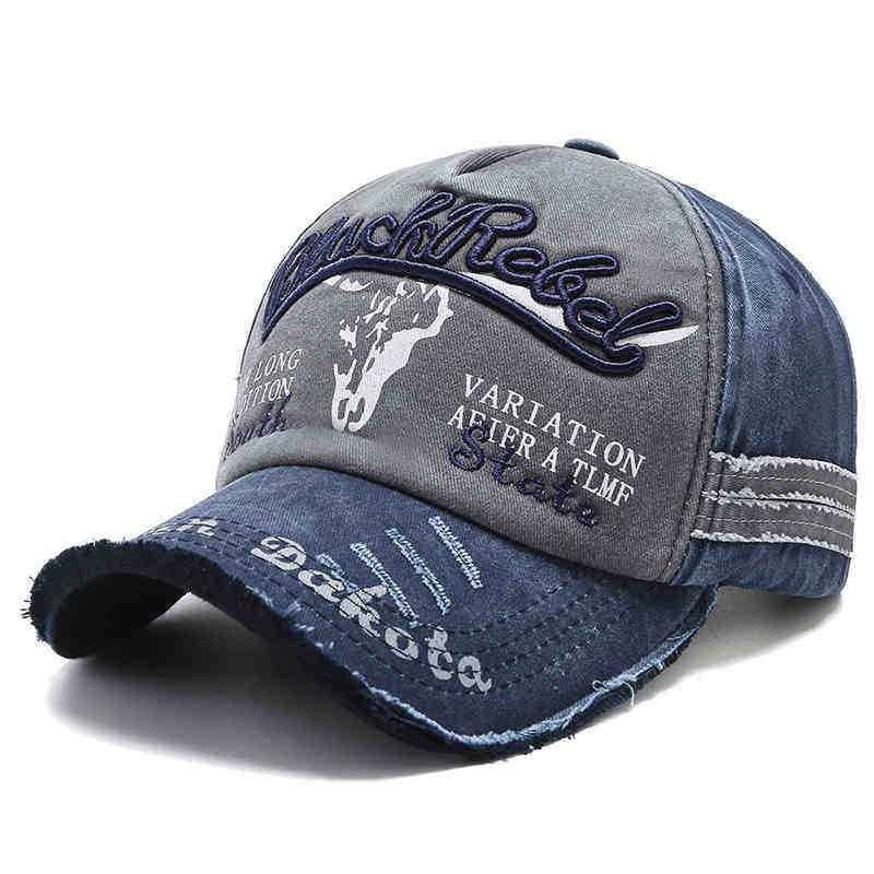Bull Head Hat Men's Embroidery Letters Retro Washed Baseball Cap Old Korean Version Fashion Cap Classic Versatile Comfortable