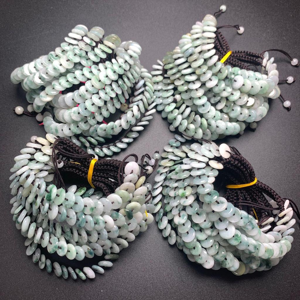 Hand-Woven A-Grade Burmese Jade Ping An Kou Bracelet with Ice Seed and Floating Flowers for Men and Women