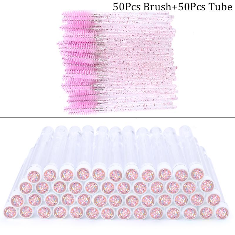 100 Stück Diamant Augenbrauenbürstenröhrchen Leer Wiederverwendbar Wimpern Mascara Stäbchen Hülle Austauschbare Kristall Wimpernbürste Staubdicht Make-up Werkzeug