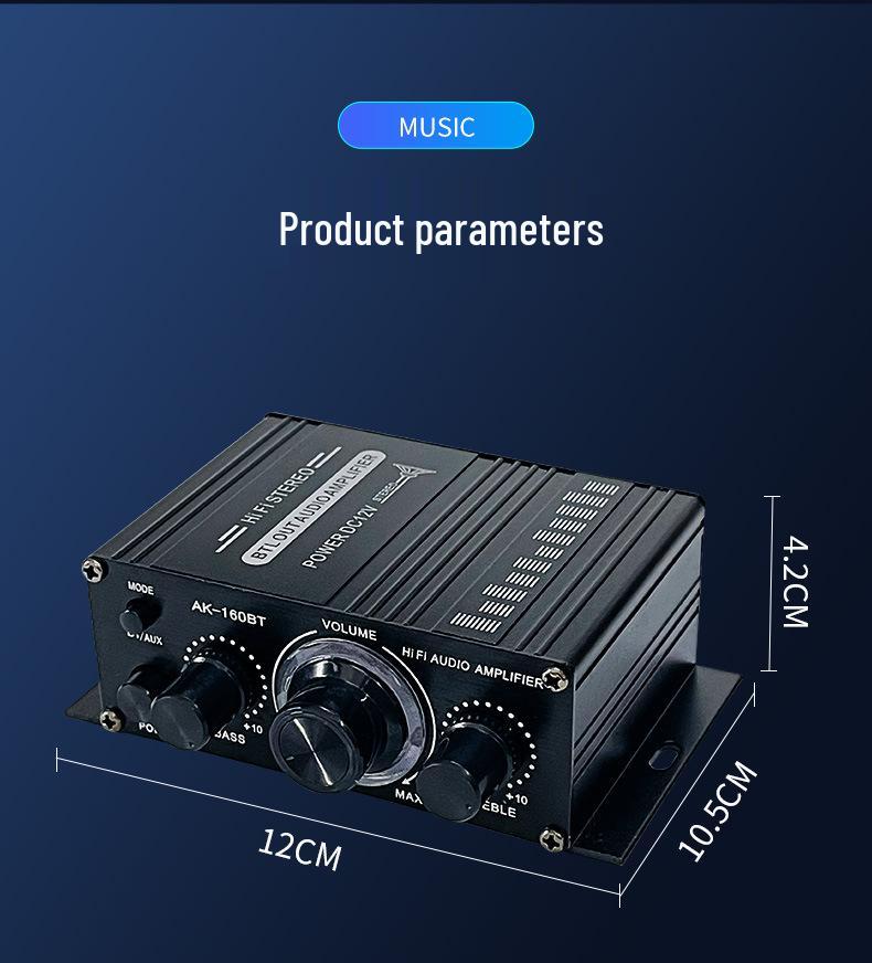12V Bluetooth 5.0 Stereo Amplifier for Car, Computer, or Desktop: 2-Channel Background Music Power