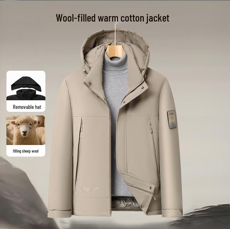 

Unisex Winter Graphene Thermal Hooded Cotton Jacket - Thick Woolen Outerwear for Couples L