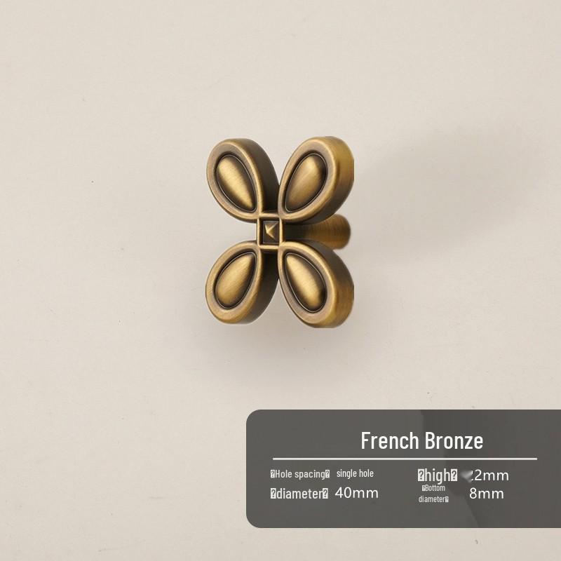 French Vintage Brass Antique Bronze Wardrobe Cabinet Handle, Single Hole Design