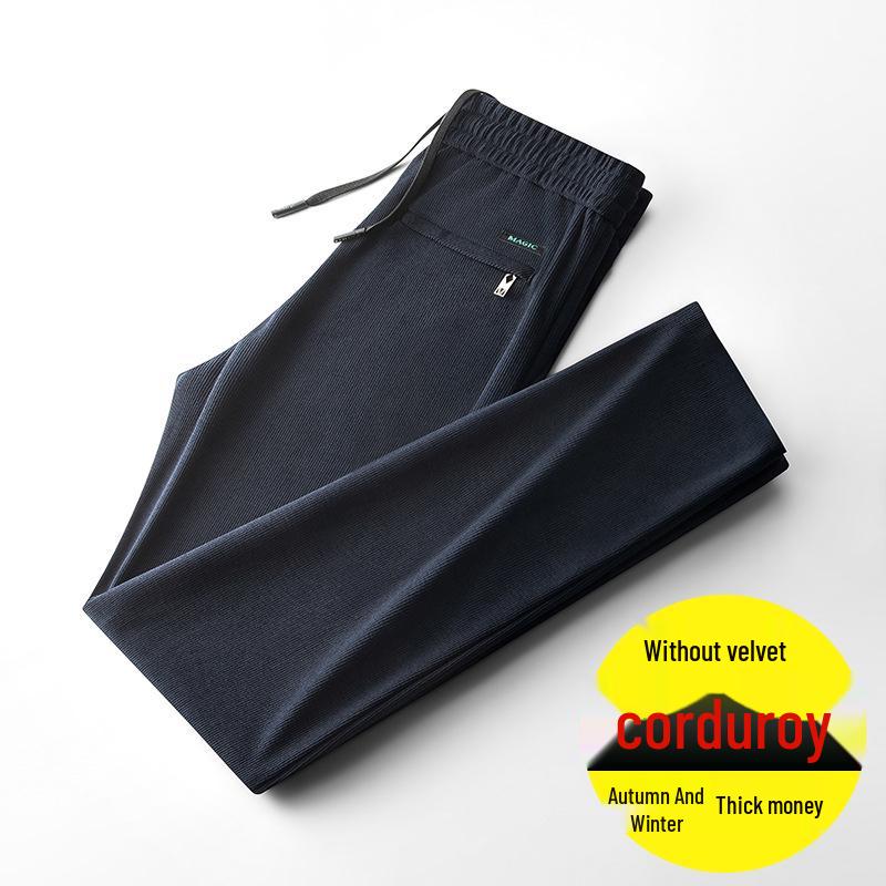 

Men s Fleece-Lined Corduroy Pants - Elastic, Loose-Fit, Straight-Leg for Fall & Winter 4XL