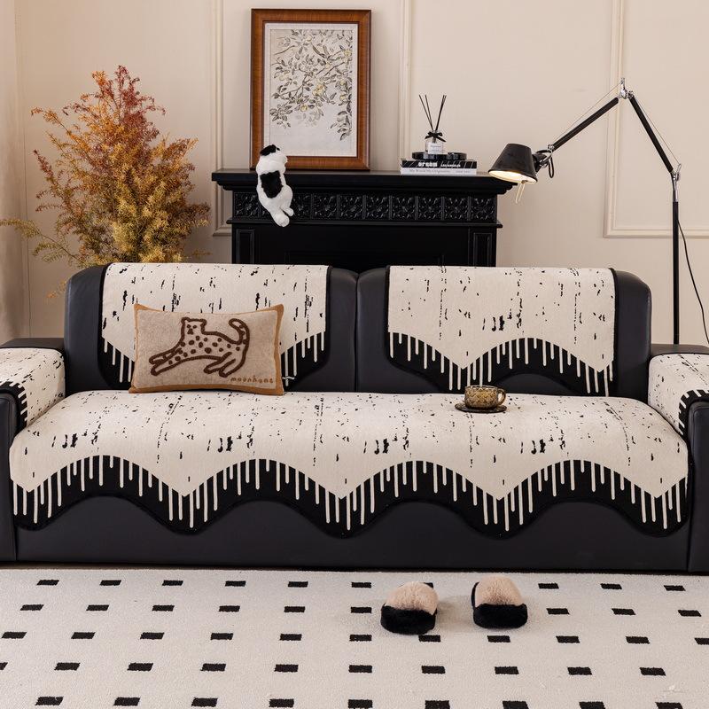 Special-Shaped Sofa Cushion  New Four-Season Universal Fixed Non-Slip Straight-Row Sofa Seat Cushion Light Luxury High-End Cover