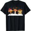 Funny Christmas Mushroom Group Graphic T-Shirt Casual Pure Cotton Crewneck Tee