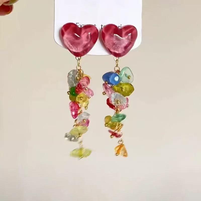 Steel Needle Flower Star Pendant Earrings Sweet Niche Temperament Earrings Exquisite Versatile Fashion High-end Earrings