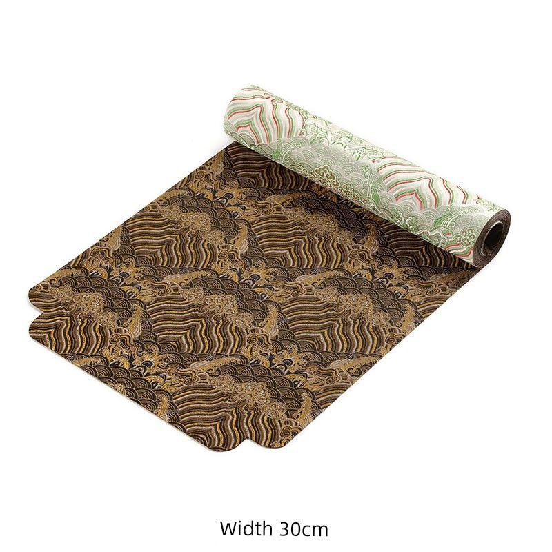 

Yunjin Double-Sided Waterproof Tea Mat Mat Master Mat Chinese Heat Insulation Tea Table Runner Accessible Luxury Rectangular Tea Fabric Waves-Double-sided Waterproof 30x90cm