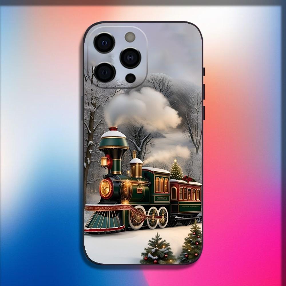 Classic Steam Train Railway Phone Case For iPhone 16,15,14,13,12,11,Pro,X,XS,Max,XR,Plus,Mini Soft Black Cover