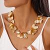 Gold Color Flower Choker Necklace Punk Metal Choker Irregular Petals Necklace  for Women