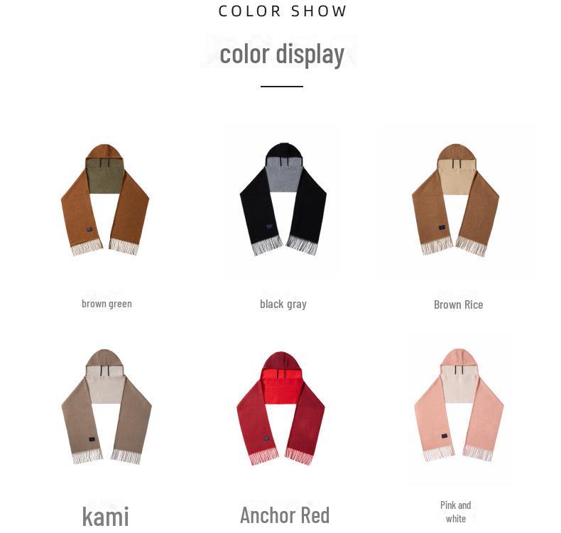 Double-Sided Wool Hooded Cape and Scarf for Women - Versatile Autumn/Winter Shawl