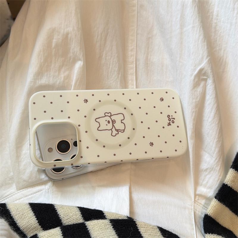 Beige Polka Dot Magnetic Case for Apple iPhone 17 Pro Max/16/15/14