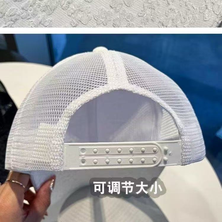 Tide lady mesh hat floral breathable baseball cap outdoor sun protection shade cap summer mesh hat