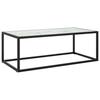 Black Coffee Table with White Marble Effect Glass 100 X 50 X 35 Cm